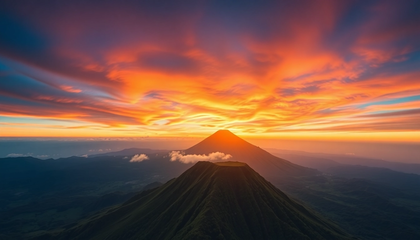 Hiking volunteers trekking Mount Rinjani's rugged trail with panoramic views at dawn, showcasing Indonesia's iconic volcano and lush landscape for outdoor adventure enthusiasts.