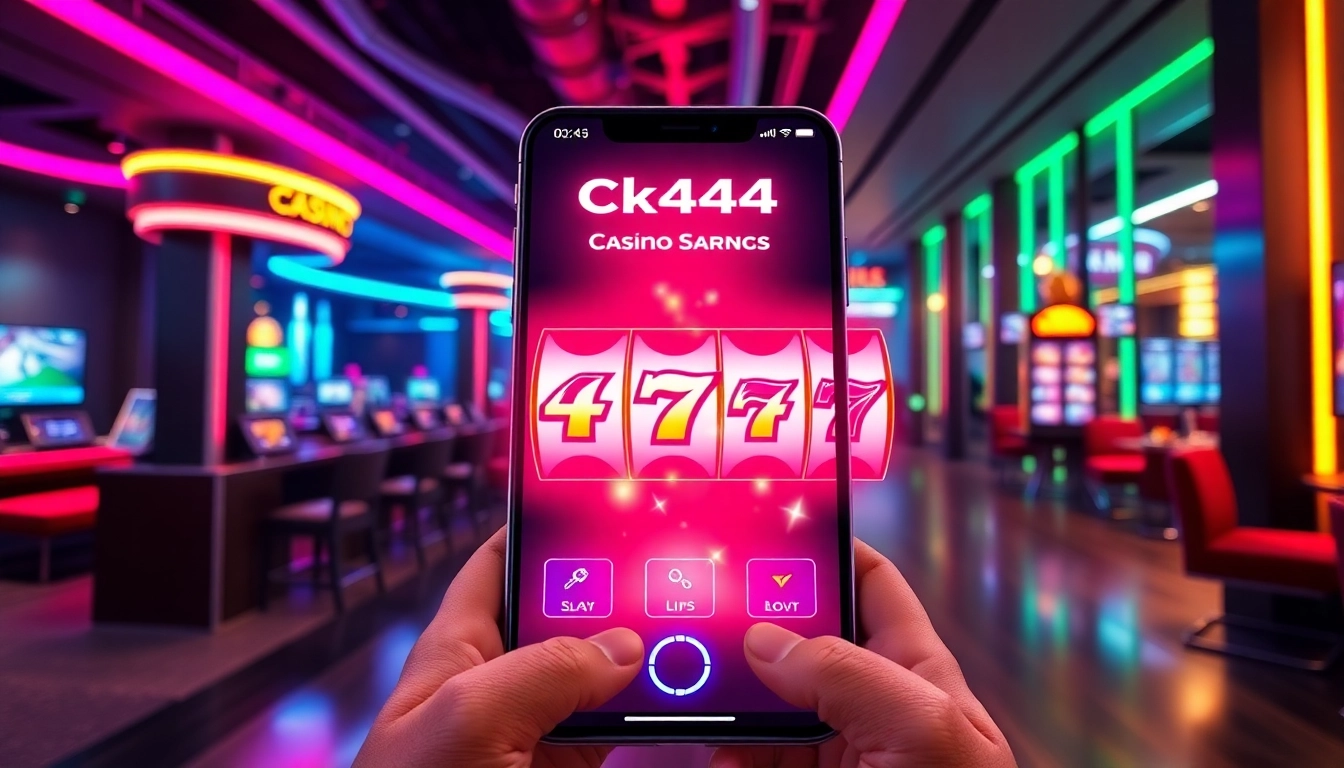 Seamless casino experience with ck4444 com app on a mobile device, showcasing slots, sports betting, and live dealer features in a user-friendly interface for Bangladeshi players.